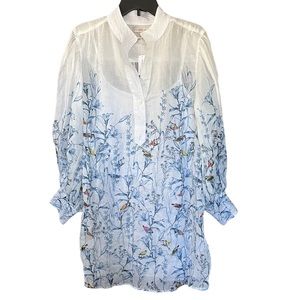 Banana Republic Blue Floral Long Sleeve Dress